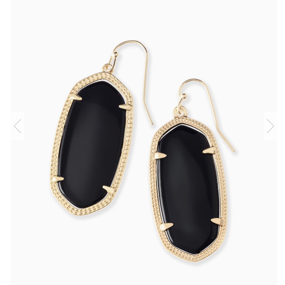 NEW Kendra Scott Elle Gold Drop Earrings In Black